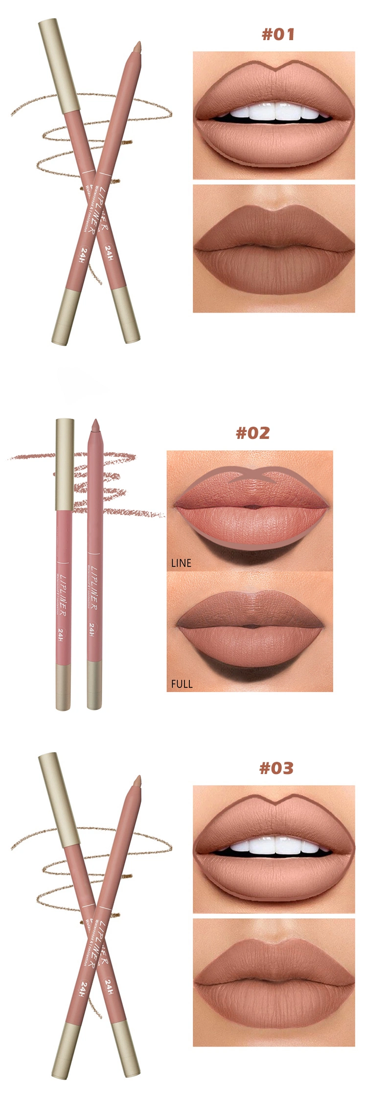 Private Label Lipstick Pencil Beauty Makeup Cosmetic Long Lasting Waterproof Matte Lip Liner